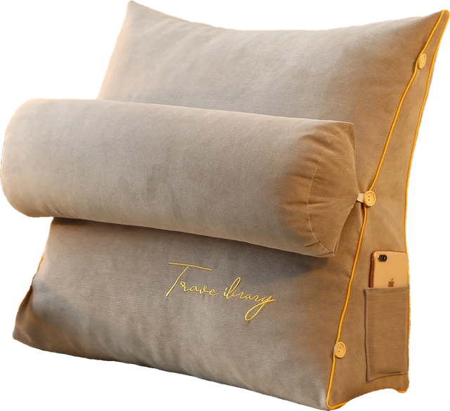Coussin de Lecture Japonais – Triangulaire Velours avec Poche Latérale