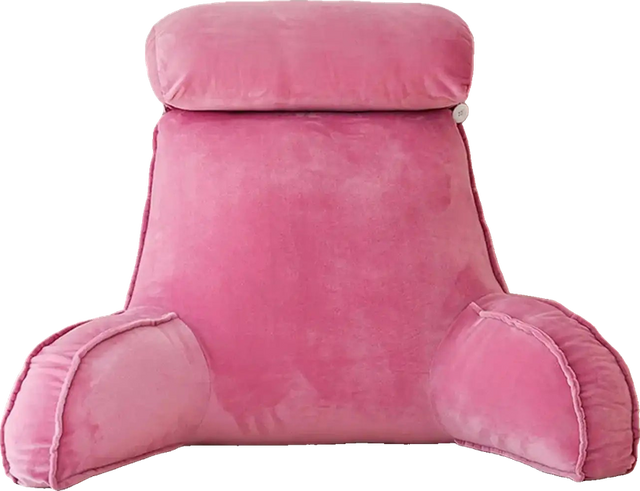 Coussin de Lecture Rose Clair – Dossier à Accoudoirs en Lin 75x40x40 cm