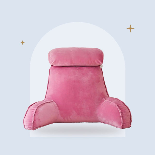 Coussin de Lecture Rose Clair – Dossier à Accoudoirs en Lin 75x40x40 cm