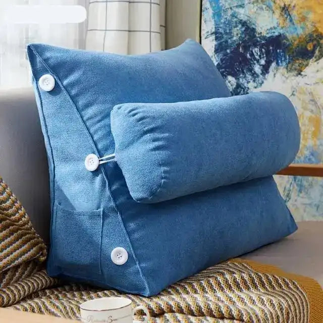 Coussin Triangulaire de Lecture Bleu – vue 1