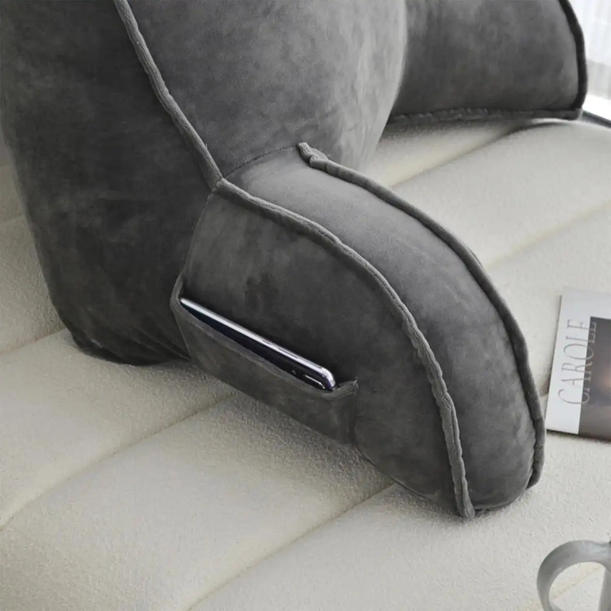 Coussin de Lecture Gris Clair – vue 3