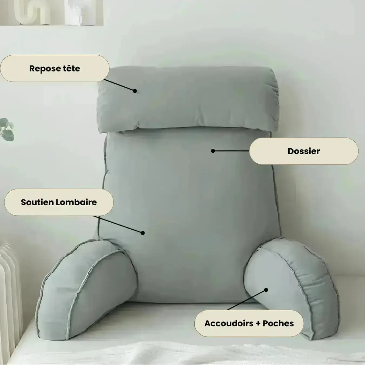 Coussin de Lecture Noir – vue 7