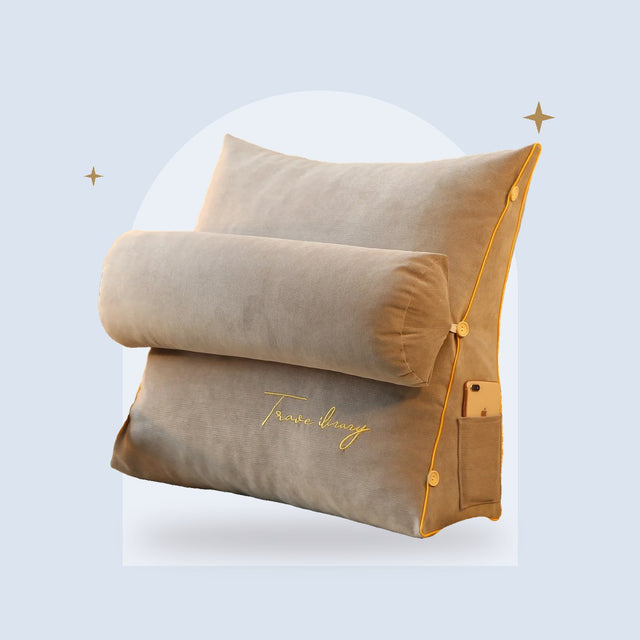 Coussin de Lecture Japonais – Triangulaire Velours avec Poche Latérale